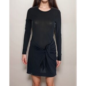 Isabel Marant Dress Sz 38 US 6 Black Gauzy Long Sleeve Lightweight‎ Tie Front